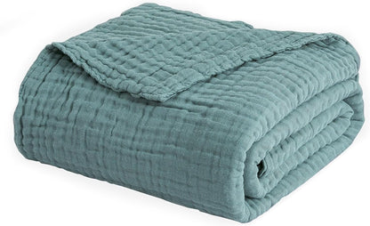 EMME Muslin Twin Blankets for Couch Breathable Gauze All Season Soft and Lightweight Pre-Washed Cotton Blanket (Teal, 60"x80")