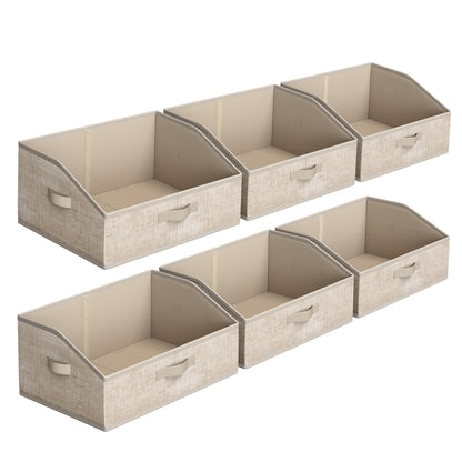 SONGMICS Storage Baskets, Set of 6, Foldable Closet Organizer for Shelves