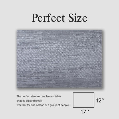 Placemats Set of 8 - Easy Clean Woven Vinyl Placemat for Dining Table, Indoor/Outdoor Place Mats, Washable PVC Table Mats（Gray）
