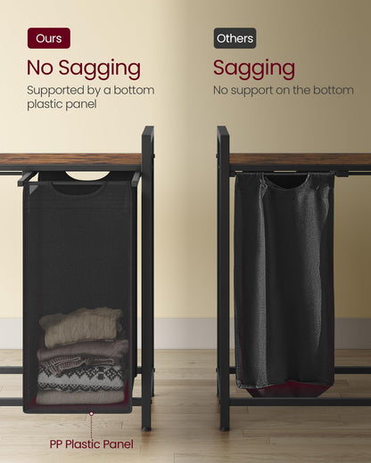 VASAGLE Laundry Hamper, Laundry Basket, Laundry Sorter with 4 Pull-Out and Removable Bags, Shelf