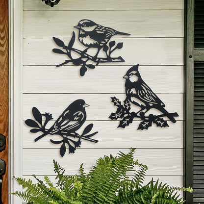 Limygus Wall Art Metal Bird Silhouette Decoration, Set of 3, Nature Style, Waterproof, Indoor Outdoor, for Patio Garden Bedroom Living Room