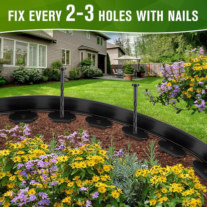 Landscape Edging, 3" x 66' Garden Edging, No Dig Edging for Landscaping with 80 Pcs Anchoring Spikes, Flexible Landscape Border Edging for Landscaping, Yard Lawn, Flower Beds(Black)