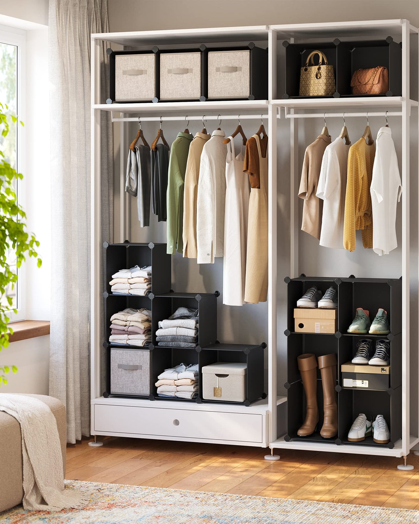 SONGMICS Cube Storage Organizer, Set of 16 Plastic Cubes, Closet Organizers and Storage, Room