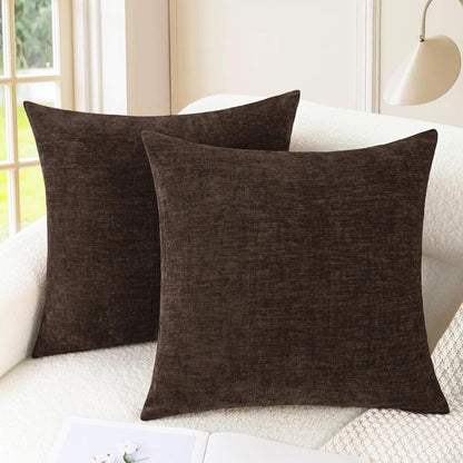 CaliTime Throw Pillow Covers Decorative 26 X 26 Inches Pack of 2 Cozy Chenille Cushion Cases for Couch Sofa Bed Living Room Home Coffee