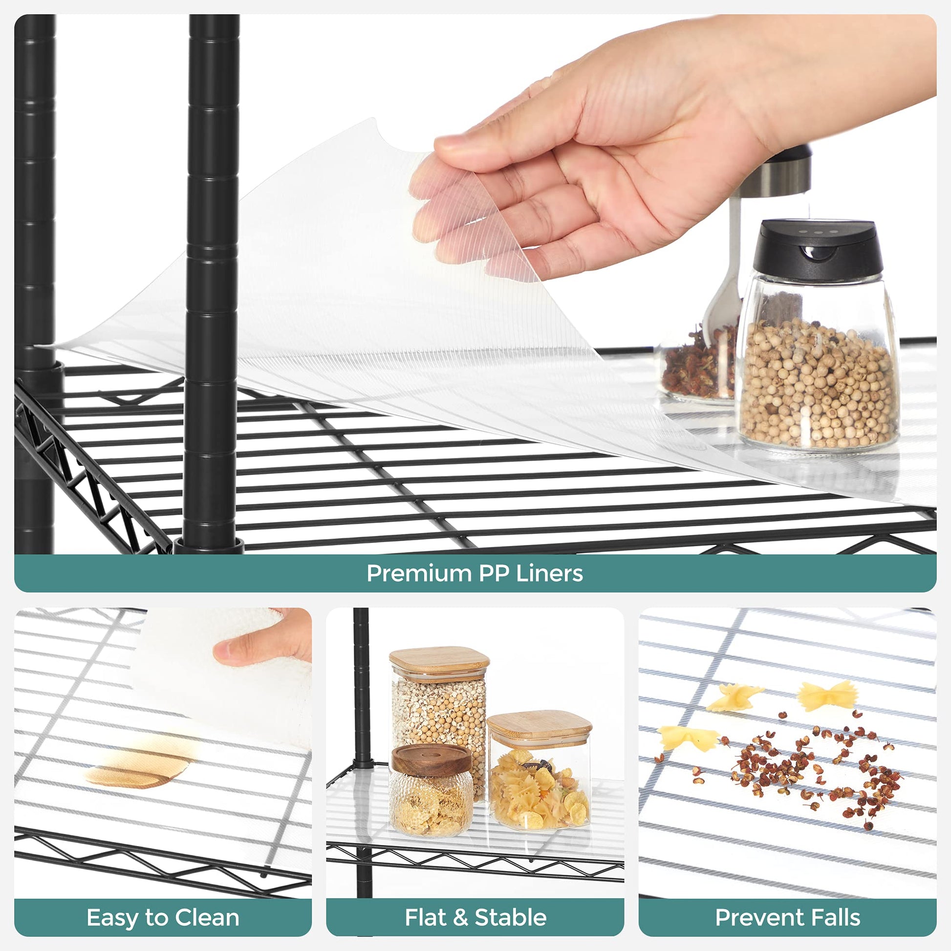 SONGMICS 7-Tier Storage Shelves, Wire Shelving Unit, Kitchen Metal Shelves, Storage Rack with