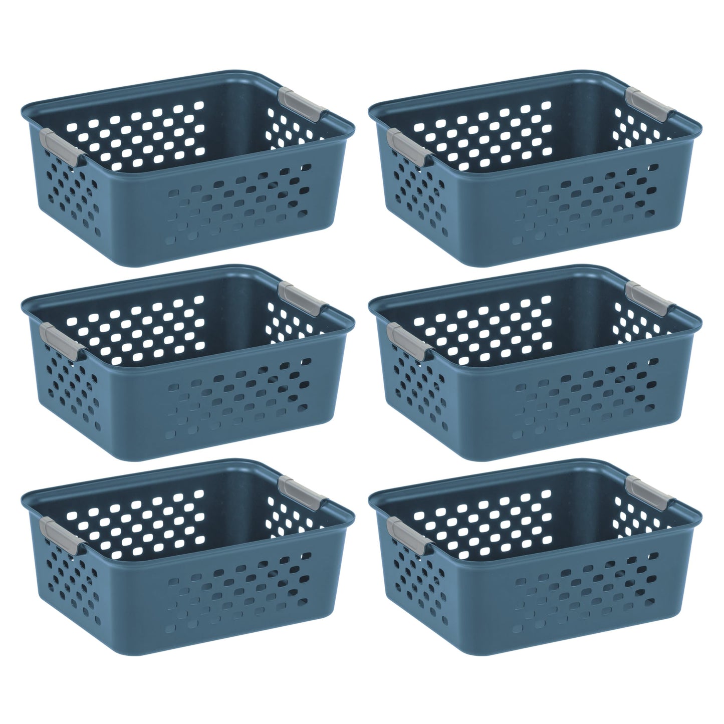 IRIS USA 6-Pack, Medium Plastic Storage Basket, Navy