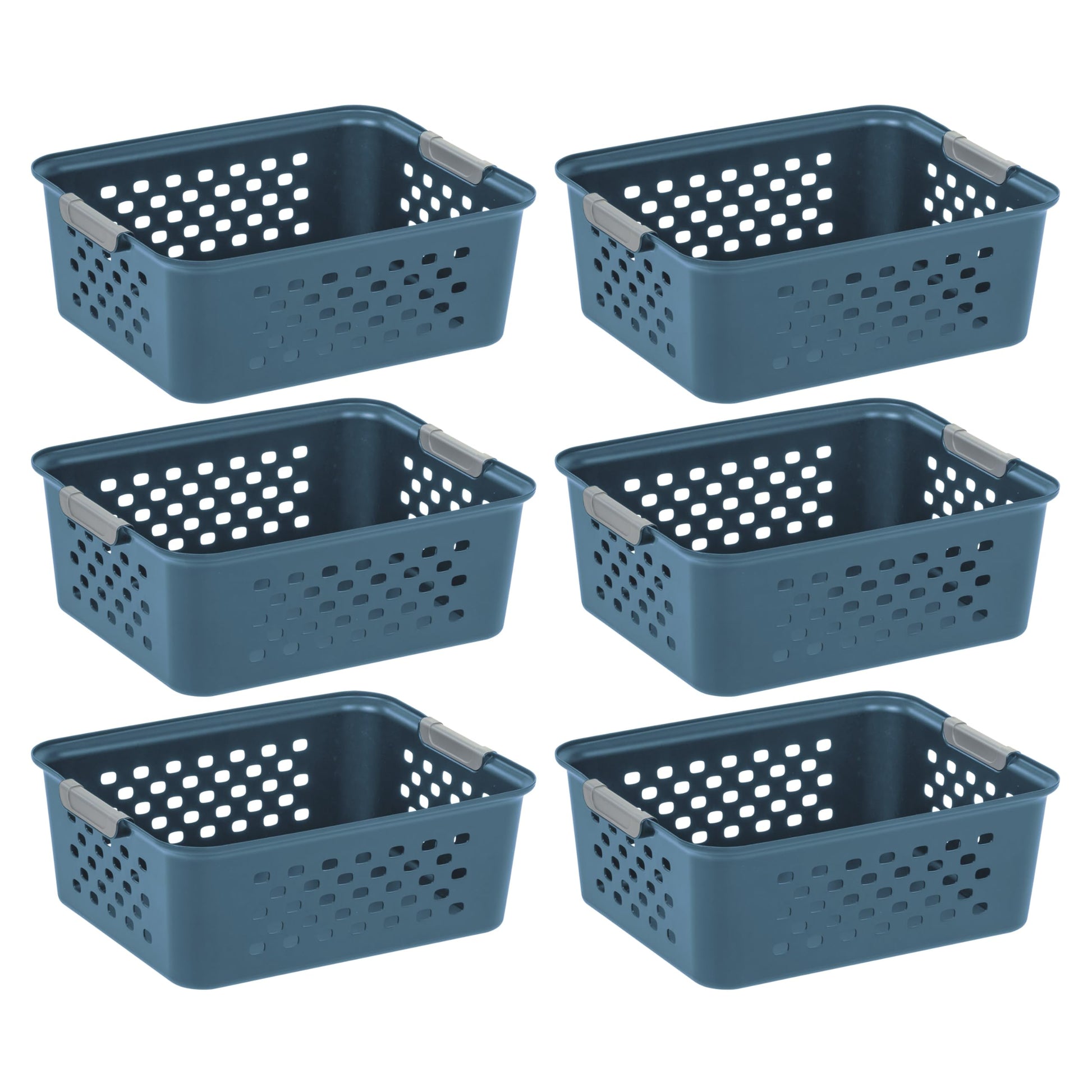 IRIS USA 6-Pack, Medium Plastic Storage Basket, Navy