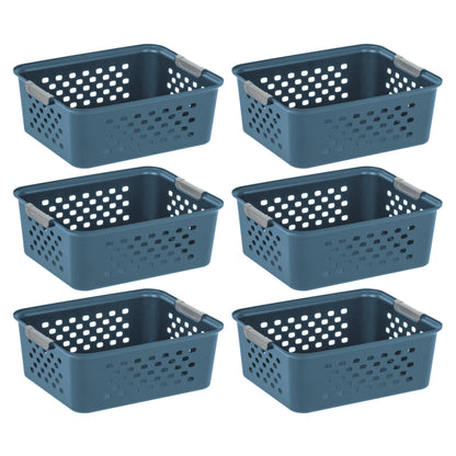 IRIS USA 6-Pack, Medium Plastic Storage Basket, Navy