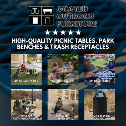 Coated Outdoor Furniture Heavy-Duty Portable ADA-Compliant Outdoor Picnic Table with Umbrella Hole, Expanded Metal Patio Dining Furniture Made in America (46" Round Top, Textured Sand)