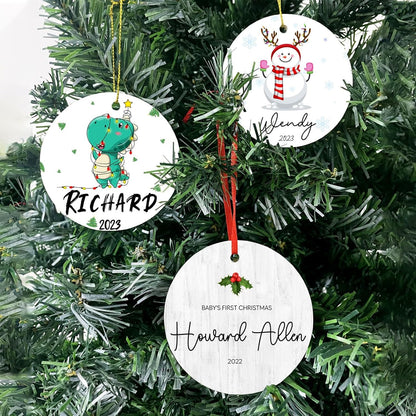 Personalized Christmas Ornaments,Double-Sided Ceramics Picture & Photo Custom Baby Ornament,Baby First Ornament 2025,Customized Hanging Xmas Ornaments