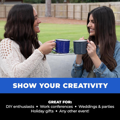 Set of 16 Ceramic Campfire Mugs – 15 Oz, Teal – Coffee & Tea Cups for Home, Work, Travel, Camping – Customizable, Great for DIY, Events, Companies