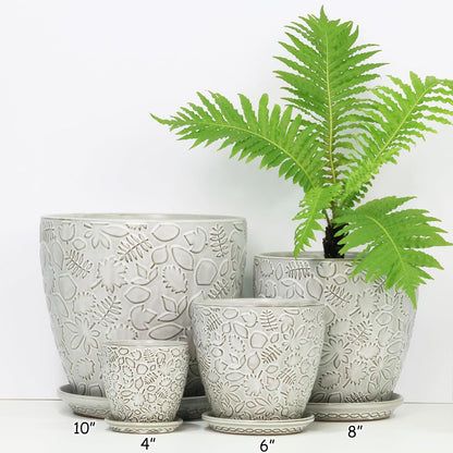 6 Inch Ceramic Planter Pots with Drainage Hole and Saucers for Indoor Plants, Garden Pots for Succulent, Orchid, and Flower - Set of 2