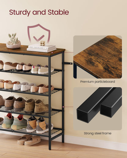 VASAGLE Shoe Rack, Shoe Storage Rack for Closet, Entryway, Living Room, Free Standing Metal