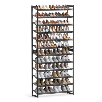 SONGMICS Shoe Rack, 12-Tier Shoe Organizer, Metal Shoe Storage for Garage, Entryway, Set of 2