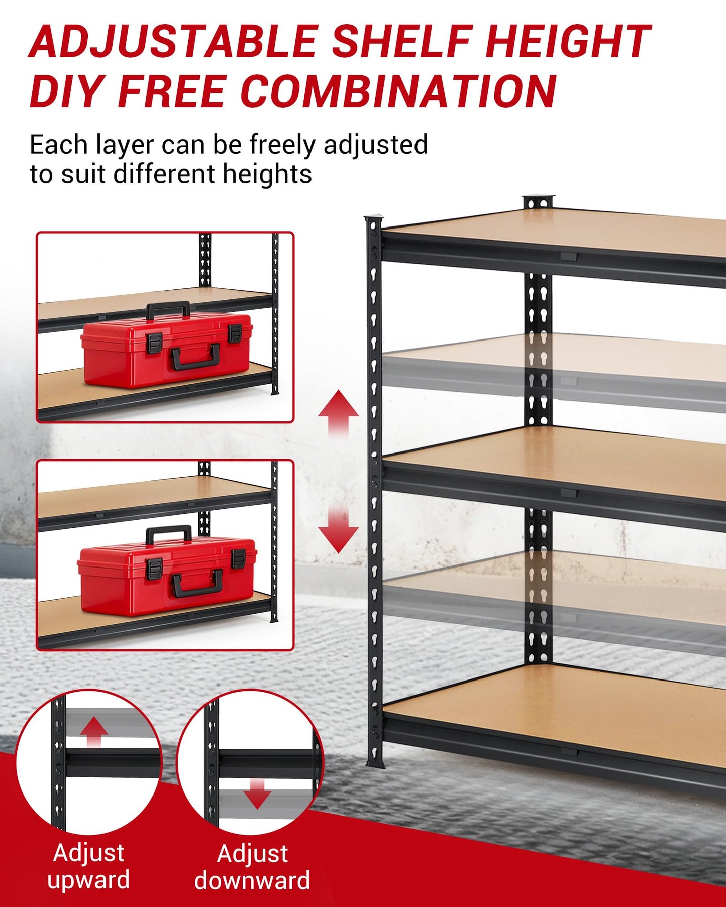 Heavy Duty Garage Shelving Units,3-Tier Adjustable Storage Shelves