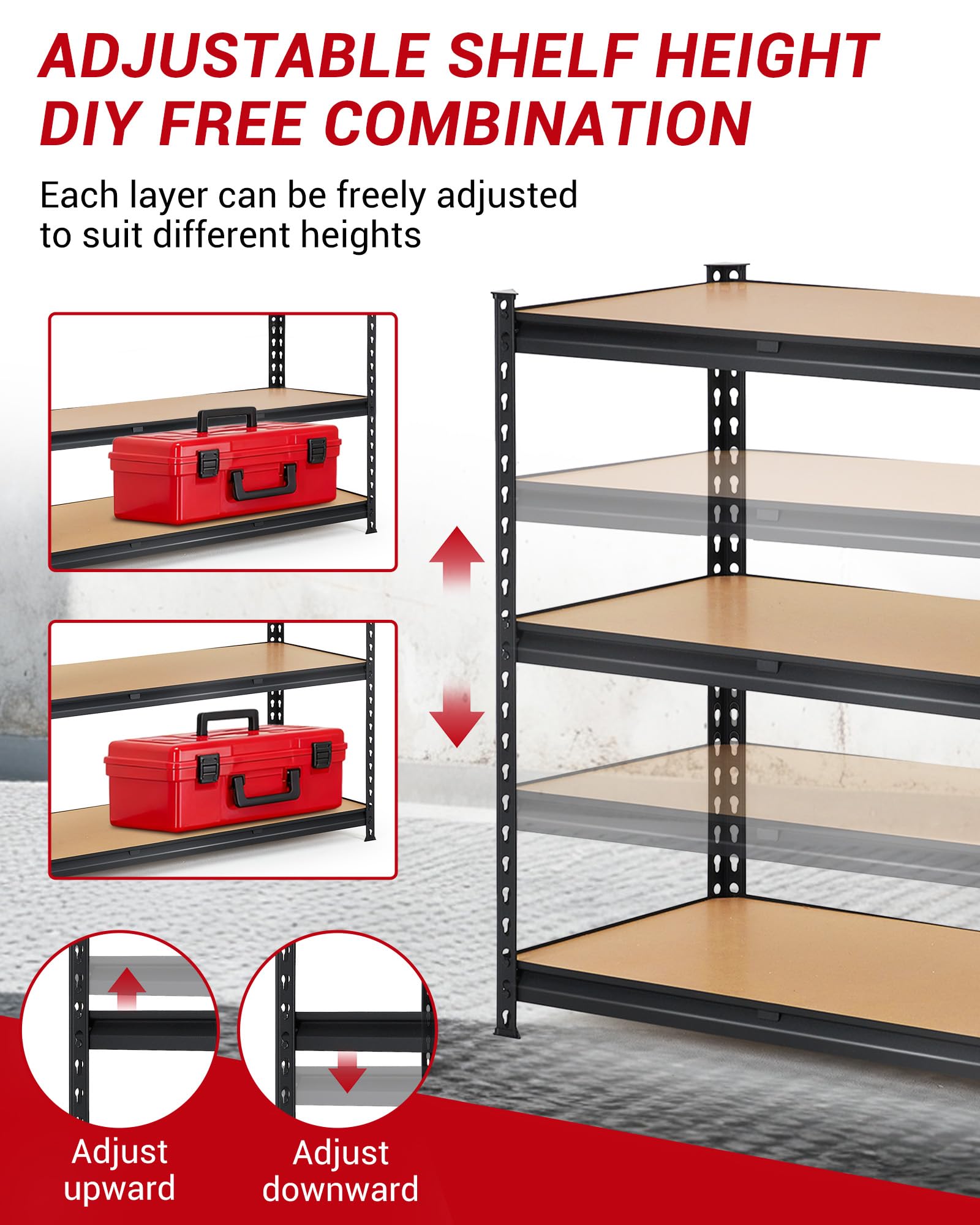 Heavy Duty Garage Shelving Units,3-Tier Adjustable Storage Shelves
