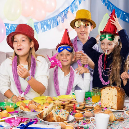 50PCS Mardi Gras Beads, Metallic Bead Necklace Party Favors, 33" Mardi Gras Necklace Women Men Stuff, Festival Parade Throw Accessories for Wedding Birthday Gender Reveal Party Supplies Celebrations