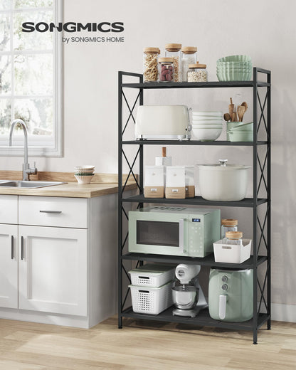SONGMICS 5-Tier Metal Storage Rack, Shelving Unit with X Side Frames