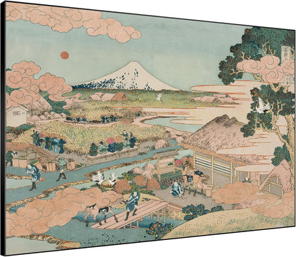SIGNWIN 60"x72" Extra Large Framed Wall Art Japanese Ukiyo-e Landscape, Timeless Mt. Fuji Scene for Zen-Inspired or Asian-Style Interiors for Home Living Room Bedroom Decor (Frame Assembly Required)