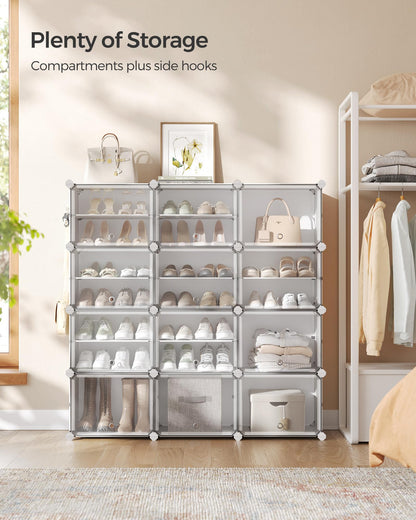 SONGMICS Shoe Rack, 12-Tier with Doors, 48-Pair Storage Cabinet