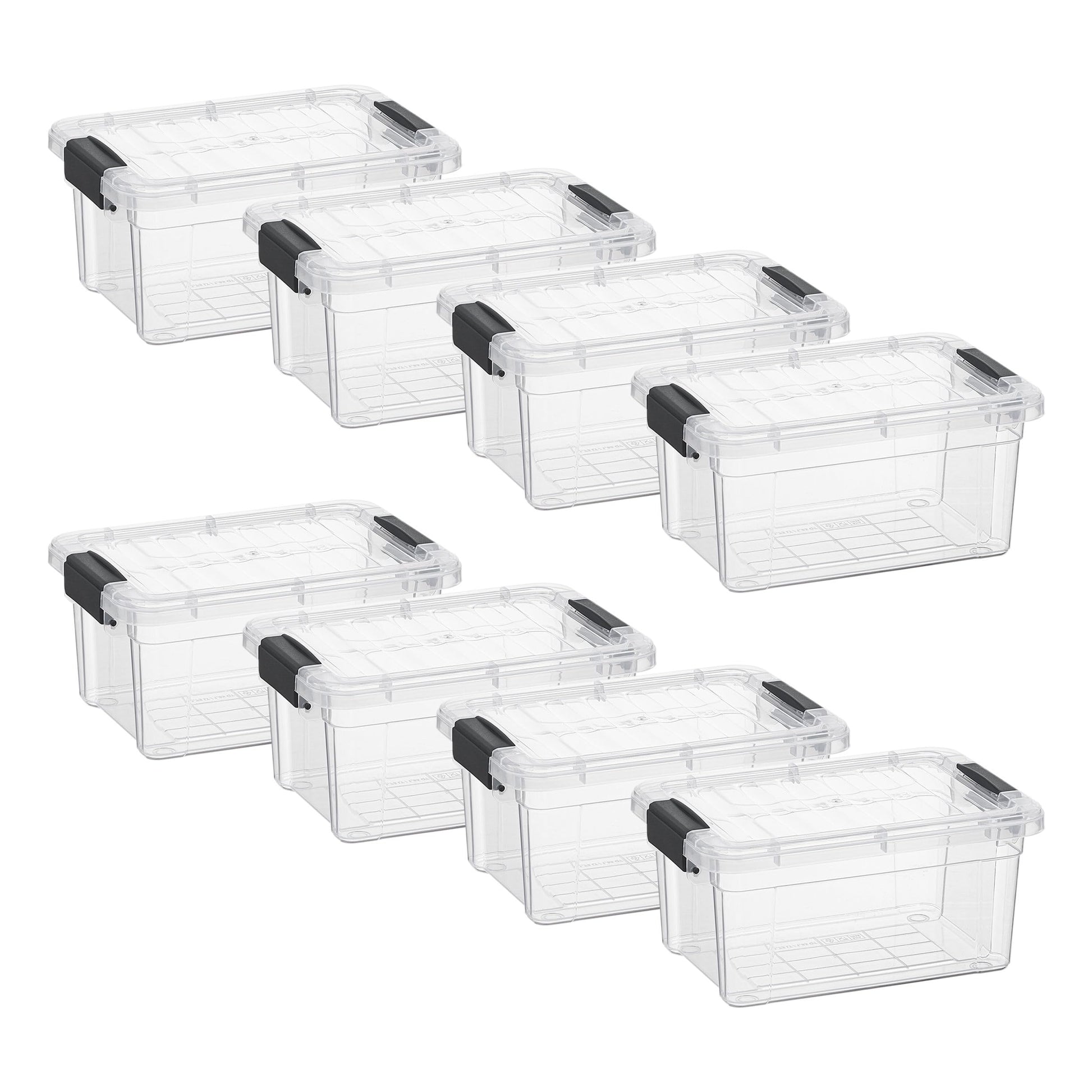 Superio Storage Bins with Lids- 8 Pack, 1.85 Qt Clear Boxes for Organizing, Stackable Plastic