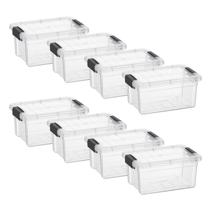 Superio Storage Bins with Lids- 8 Pack, 1.85 Qt Clear Boxes for Organizing, Stackable Plastic