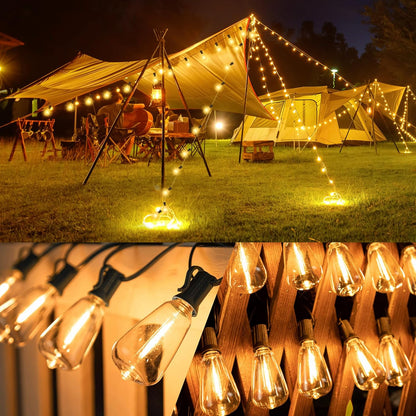 Solar Powered Warm White LED Outdoor String Light with Remote Control, Shatterproof Light Bulbs for Backyard Garden Patio Pergola Gazebo Bistro Bedroom Christmas Wedding Party (20+2 Bulbs)