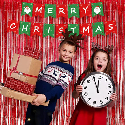 BRAVESHINE Red Tinsel Foil Fringe Curtains - 2Pcs 3.2x8.2ft Holidays Photo Booth Backdrop for Girl/Birthday/Valentine’s/Christmas/Bridal/Bachelorette/Anniversary/Engagement Party/Halloween Decorations