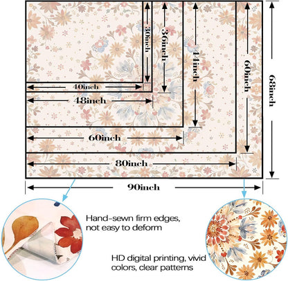 Fowocu Boho Floral Mandala Tapestry Wall Hanging Watercolor Bohemian Flower Medallion Tapestry Aesthetic Beige Orange Hippie Indian Small Tapestries for Bedroom Living Room Dorm Decor 48 x 36 Inch