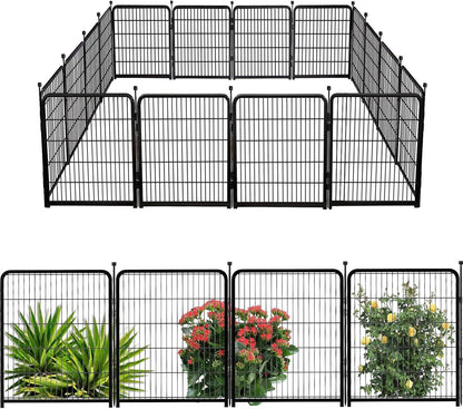 Doorless Dog Playpen 56inch 10 Panels, Dog Fence Outdoor for Yard, Garden Fence for Medium/Large Pets. Black Dog Pens Total22.1 Ft(L)