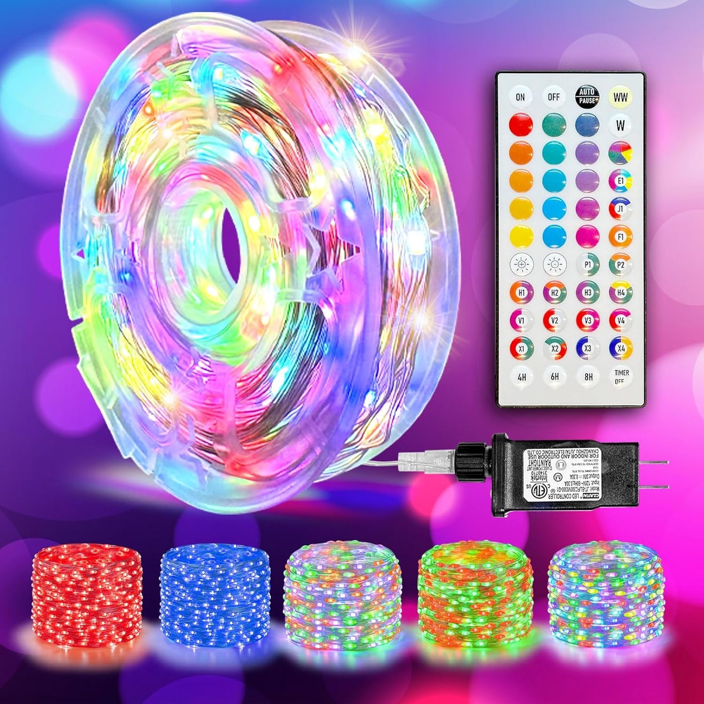 LitHome 300LED 99FT Led Fairy Lights Plug in, Color Changing Fairy Lights with Remote, 9 Modes Led String Lights Indoor Dimmable, Fairy String Lights for Fall Halloween Christmas Bedroom Dorm Decor