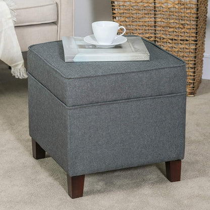 Adeco Chest and Footrest-Square Seat Storage Bench Ottoman, Gray