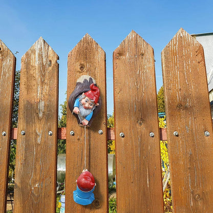 Gnome Tree Hugger Figurines Miniature Fairy Elf Climbing Tree Hanging Statue Garden Sculpture Decorative Outdoor Ornaments