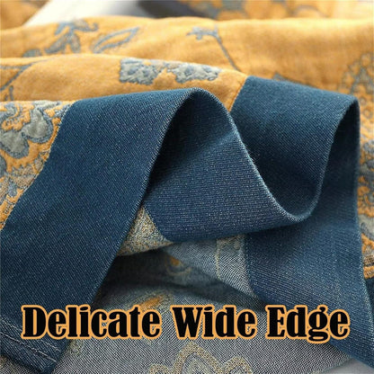 Boho Throw Blanket 100% Cotton Blankets, Super Soft Cozy Warm Blanket, Cotton Quilted Blankets, Versatile KnitWoven Blanket for Couch Sofa Bed Home Decor and Living Room, 78''Wx 90''L