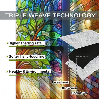 Stained Glass Curtains,Tree of Life Colorful Abstract Art Home Decor Drapes for Bedroom Living Room Kitchen Window Treatment 2 Panels Set Total Size 55" W X 63" L Inch