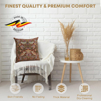 Charlotte Home Furnishings Throw Pillow Covers 16x16 in, Red Strawberry Decorative Couch Pillow Covers, Boho European Tapestry Cushion Cases, Living Room Cozy Home Decor, Jacquard Woven Soft Cotton