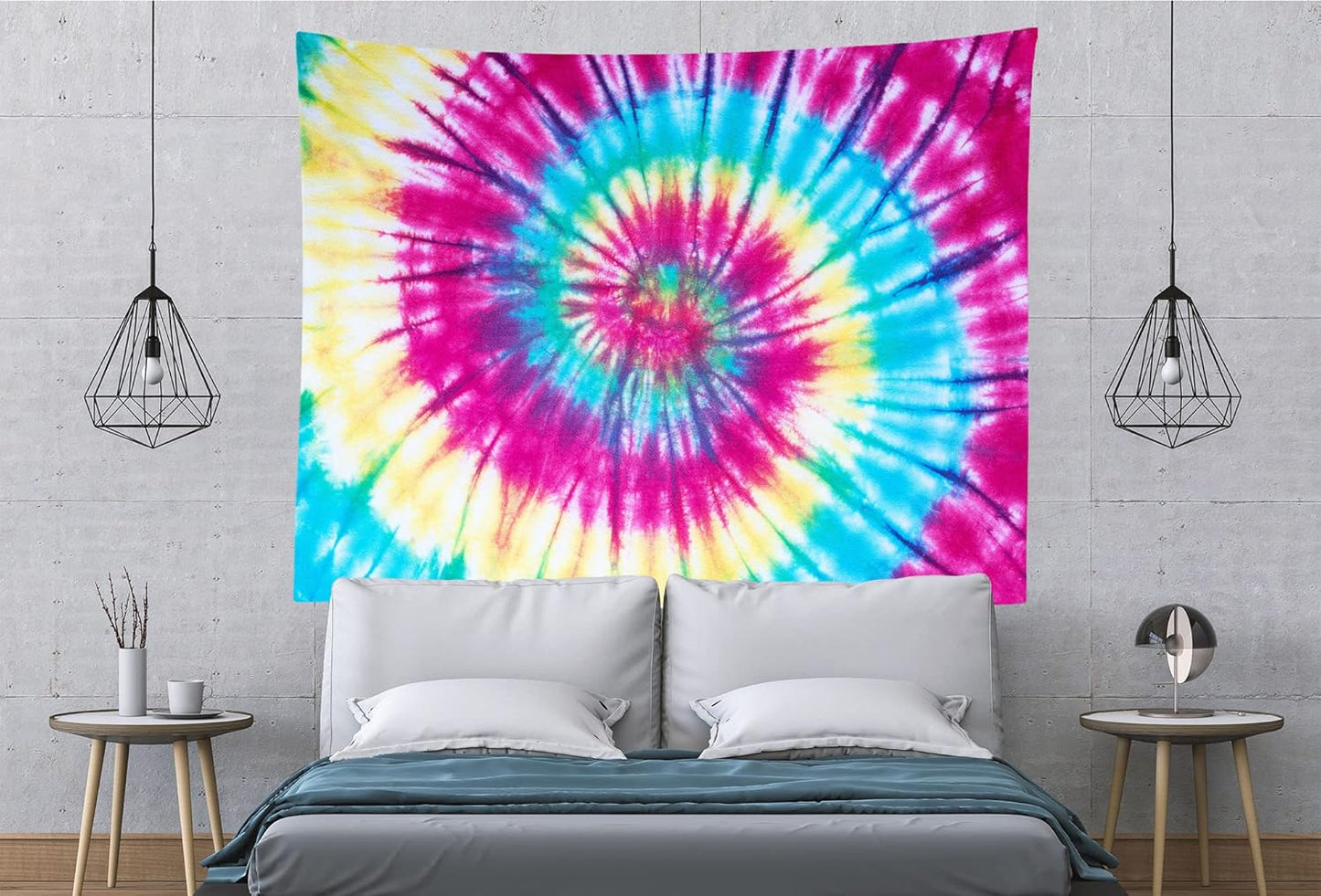 BELECO Tie Dye Tapestry Wall Hanging Fabric 60x40 Inch Colorful Spiral Tie Dye Tapestry Hippi 60s Themed Party Decorations Rainbow Tapestry Art Wall Decor for Bedroom Aesthetic Living Room Dorm