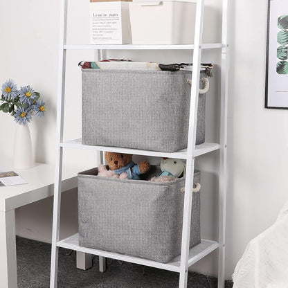 Bidtakay Grey Baskets [2-Pack] Shelf Baskets for Storage 16" X 11.8" X 11.8" Large Fabric Rectangular Decorative Storage Basket Organization Bins for Shelves Closet Home Organization(Grey)