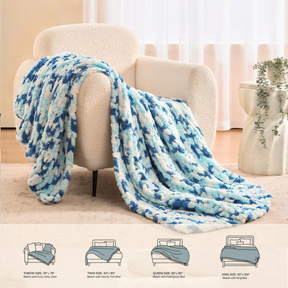 L'AGRATY Chunky Knit Blanket Throw: 50''x60'' Chenille Chunky Knitted Throw Blankets for Bed Couch - Handmade Thick Cable Knit Blanket - Large Crochet Rope Blankets for Home Decor