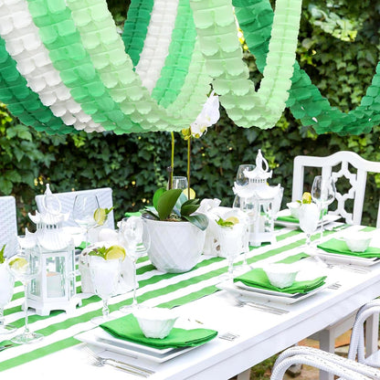 Green-White Party Decorations Streamers Garland - 157Ft Four-Leaf Clover Hanging Banner, Jungle Theme Supplies Baby Shower Spring Summer Birthday Decor Hugtmr