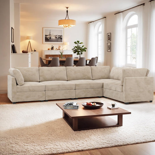 ovios Sectional Sofa Couch with L-Shape Chaise Convertible, Comfy Modular Cloud Couches with Deep