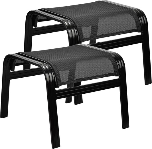 Patio Outdoor Ottoman Assembled Aluminum Footstools Small Seat Side Table Footrest for Balcony