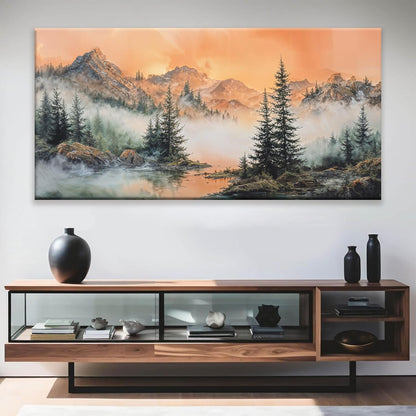 Mountain Wall Art For Living Room Large Size Canvas Art Wall Decor For Office Modern Bedroom Decorations Forest River Landscape Pictures Paintings Artwork Wall Mural Aesthetic Artwork 29 X 58 In