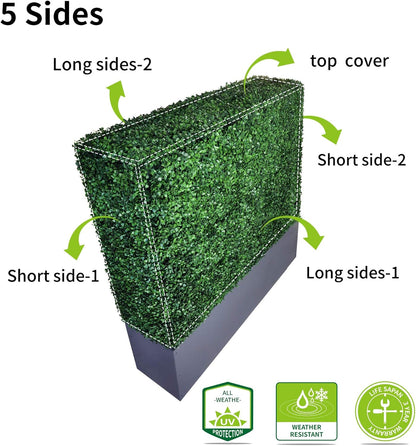 AGPL Upgraded Artificial Boxwood Hedge Wall with Dark Gray Stainless Steel Planter (96" Height 48" Width 12" Deep) Outdoor and Indoor Backdrop Divider Privacy Screen and Decorative Wall