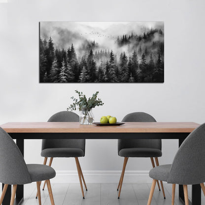 Black and White Canvas Wall Art for Office,Forest Wall Art for Bedroom Above Bed 24 x 48 Inch
