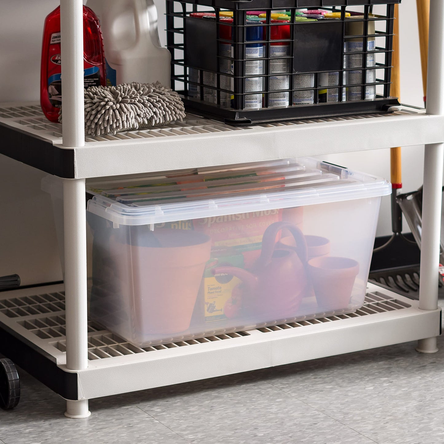 IRIS USA 5-Pack 68 Qt Stackable Storage Bins with Lids, Clear