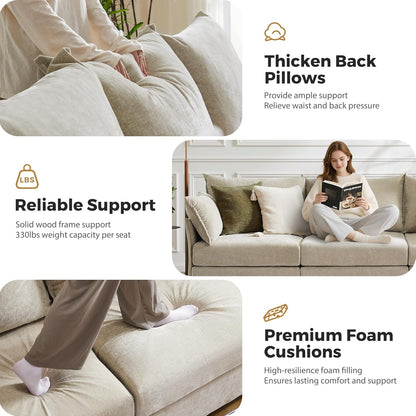 198.6" Oversized Modular Sectional Sofa, U Shaped Convertible Couch with Movable Ottoman, Large 10 Seats Corner Couches for Living Room Deep Seat Beige Chenille