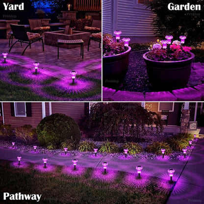 Halloween Solar Lights Outdoor 16 Pack Purple LED Waterproof Mushroom Outside Lights for Yard Garden Patio Pathway Walkway Landscape Halloween Decorations