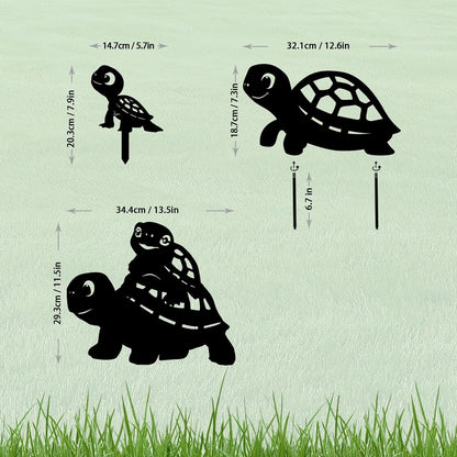 3 Pack Turtle Metal Garden Decorative Stakes, Weather Proof Silhouette Statues for Yard, Patio,Outdoor Decor for Turtle Lovers and Pet Owners