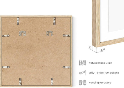 HAUS AND HUES Square Picture Frames 16 x 16 Set of 25 - Photo Gallery Wall Frame Set, Wood Frames With Mat, Beige Oak (16x16)